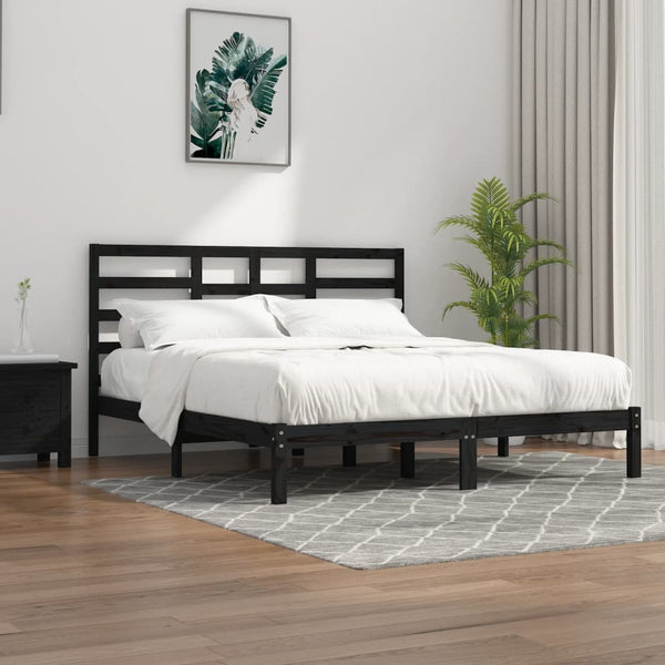 vidaXL Solid Wood Bed Black 200x200 cm