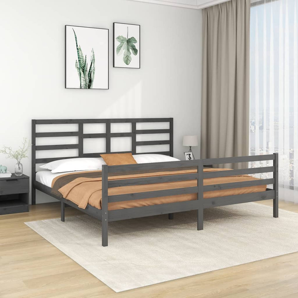 vidaXL Solid Wood Bed Grey 200x200 cm