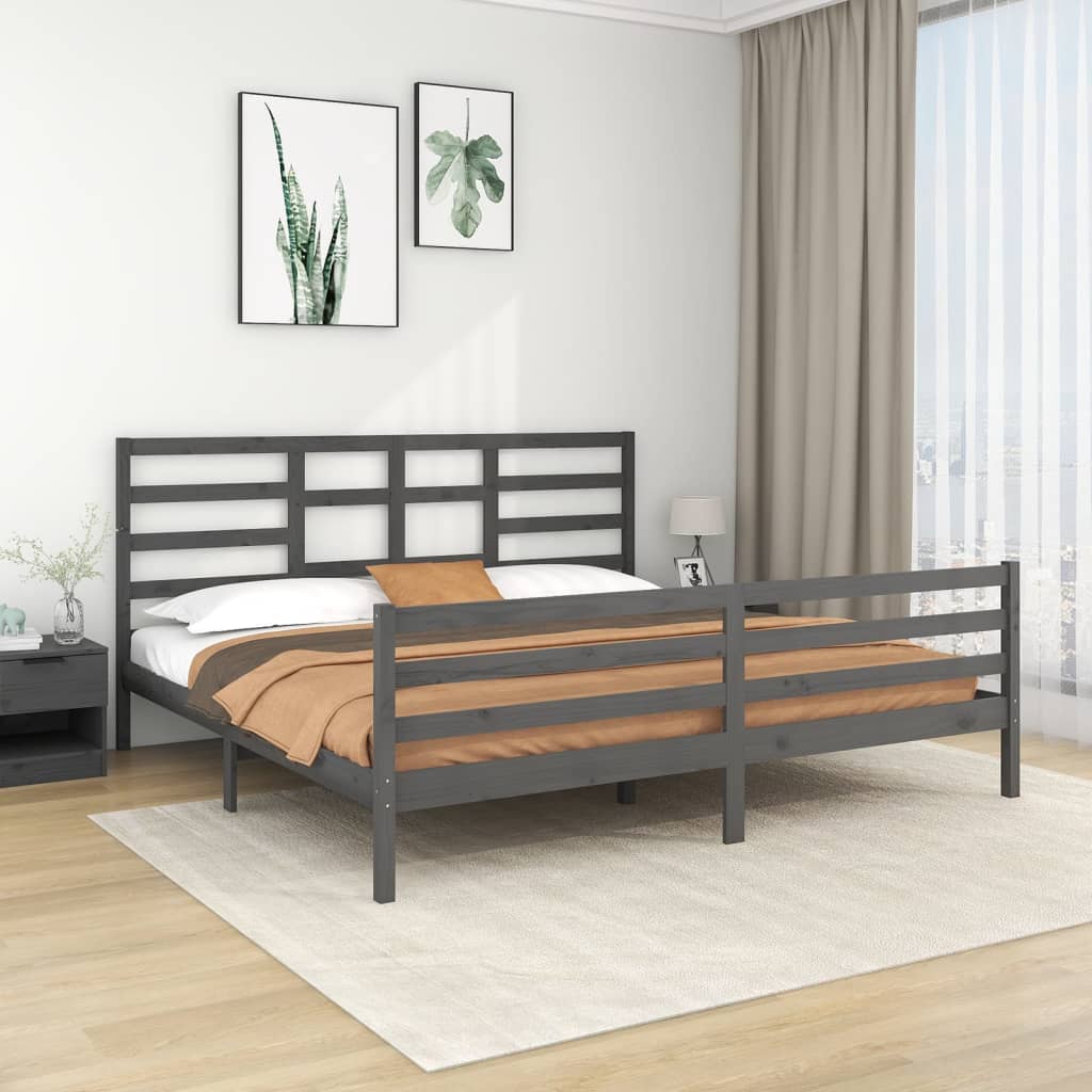 vidaXL Solid Wood Bed Grey 200x200 cm