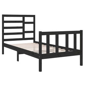 vidaXL Solid Wood Bed Frame without Mattress Black 75x190 cm