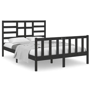 vidaXL Solid Wood Bed Black 135x190 cm
