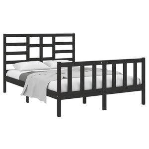 vidaXL Solid Wood Bed Black 135x190 cm