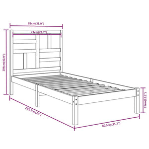 vidaXL Solid Wood Bed 75x190 cm