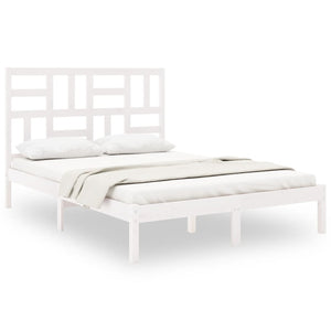 vidaXL Solid Wood Bed White 120x190 cm