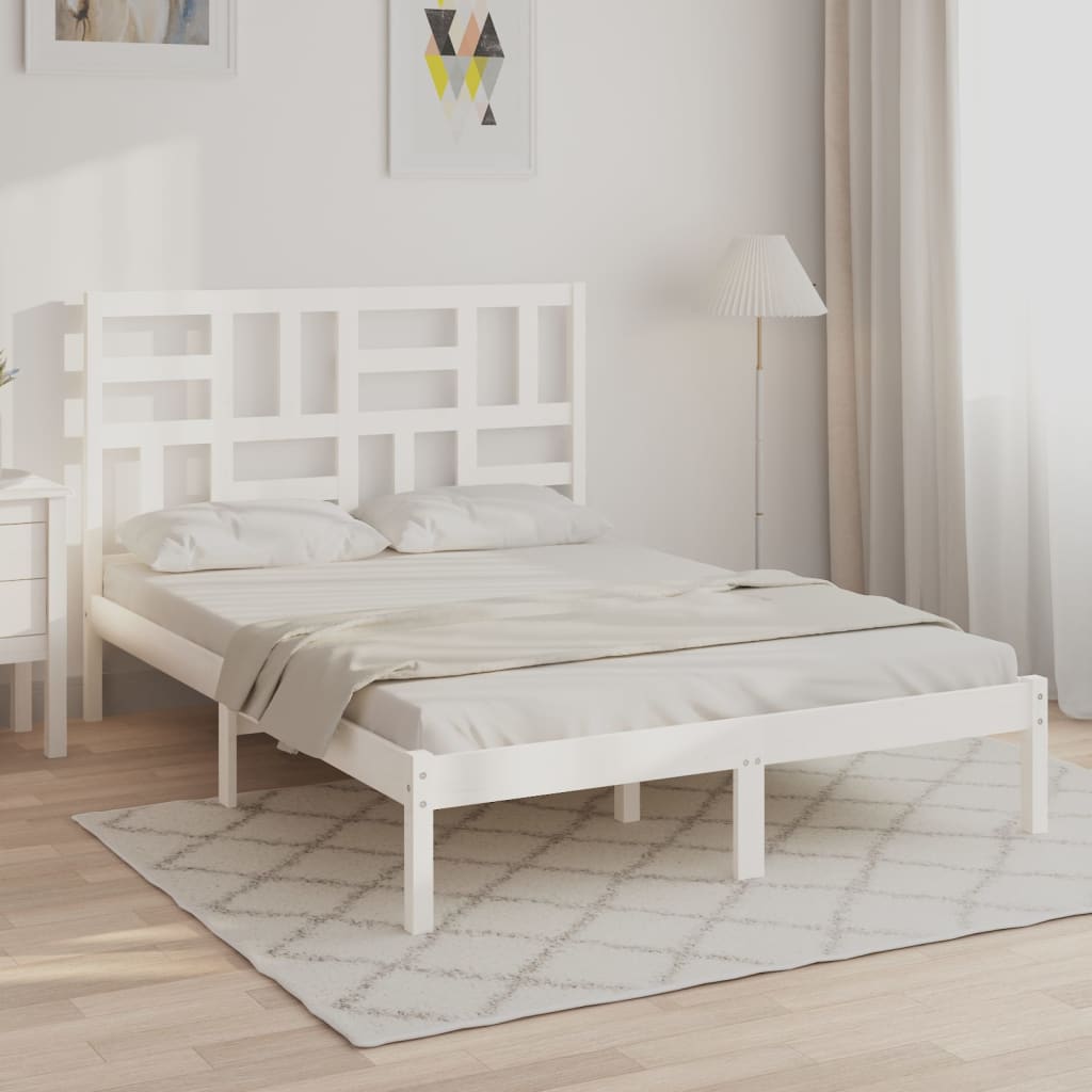 vidaXL Solid Wood Bed White 120x190 cm