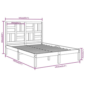 vidaXL Solid Wood Bed 135x190 cm