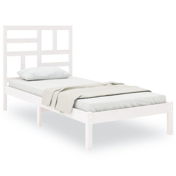 vidaXL Solid Wood Bed White 90x200 cm