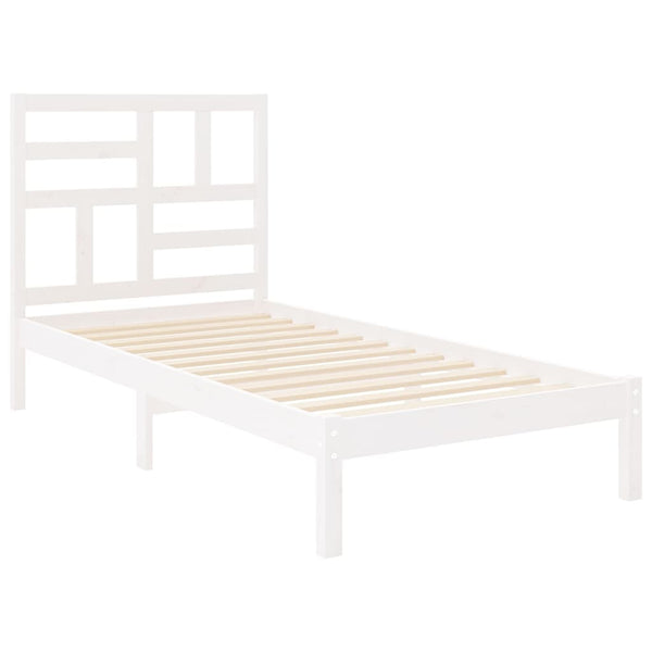 vidaXL Solid Wood Bed White 90x200 cm