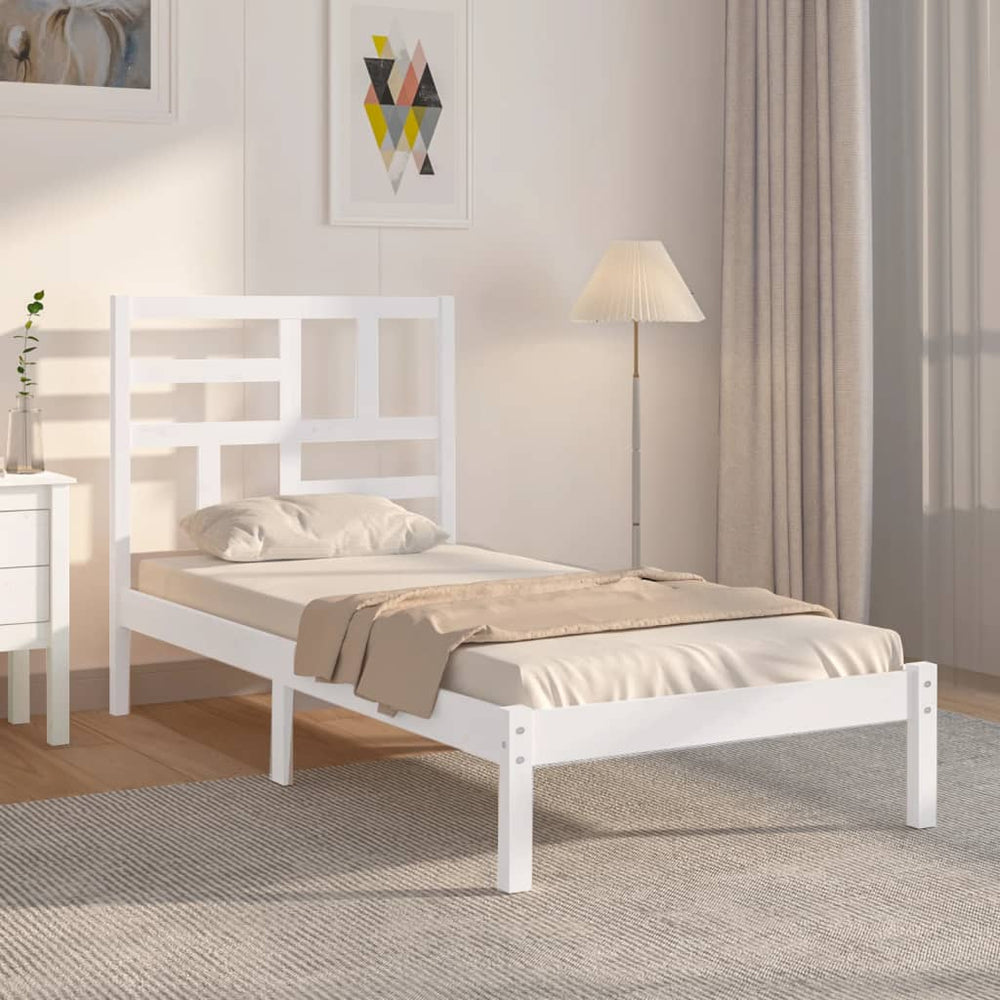 vidaXL Solid Wood Bed White 90x200 cm