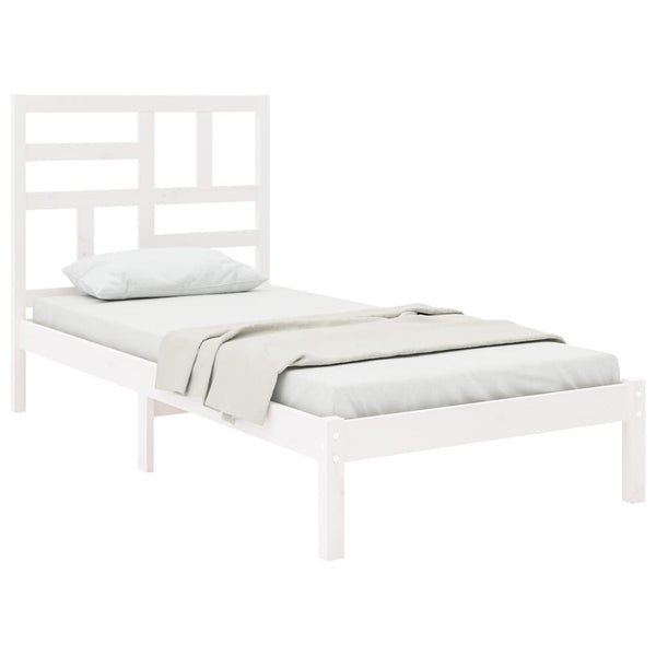 vidaXL Solid Wood Bed White 100x200 cm