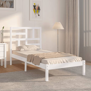 vidaXL Solid Wood Bed White 100x200 cm