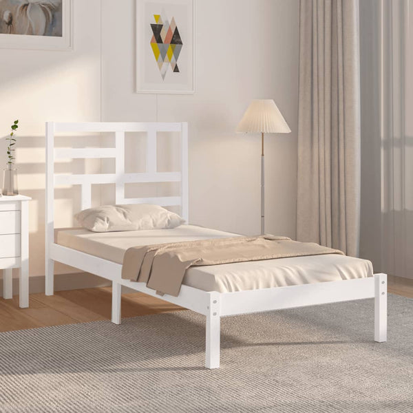 vidaXL Solid Wood Bed White 100x200 cm