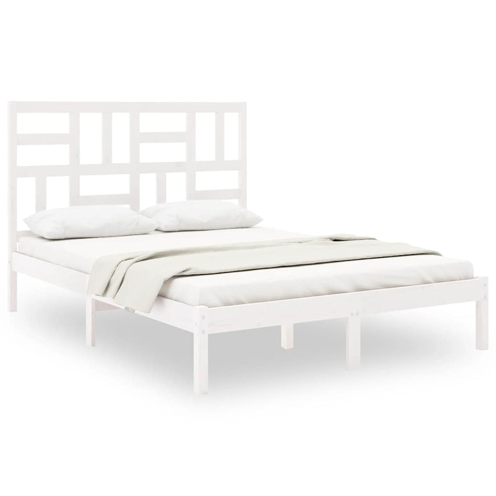 vidaXL Solid Wood Bed White 140x200 cm