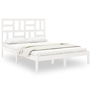vidaXL Solid Wood Bed White 140x200 cm