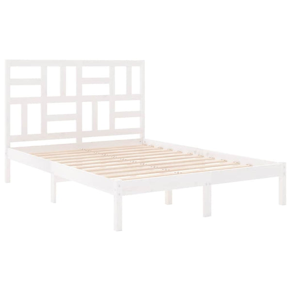 vidaXL Solid Wood Bed White 140x200 cm