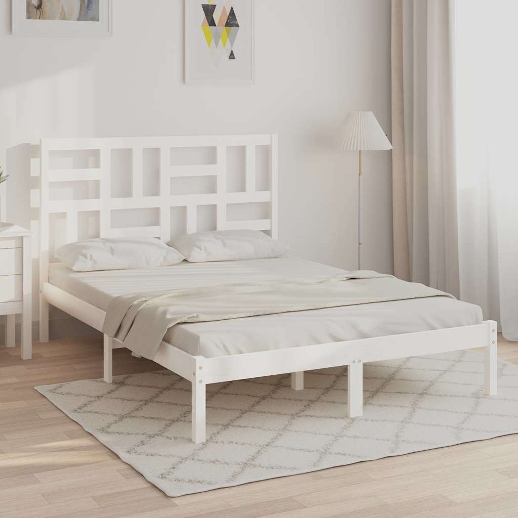 vidaXL Solid Wood Bed White 140x200 cm