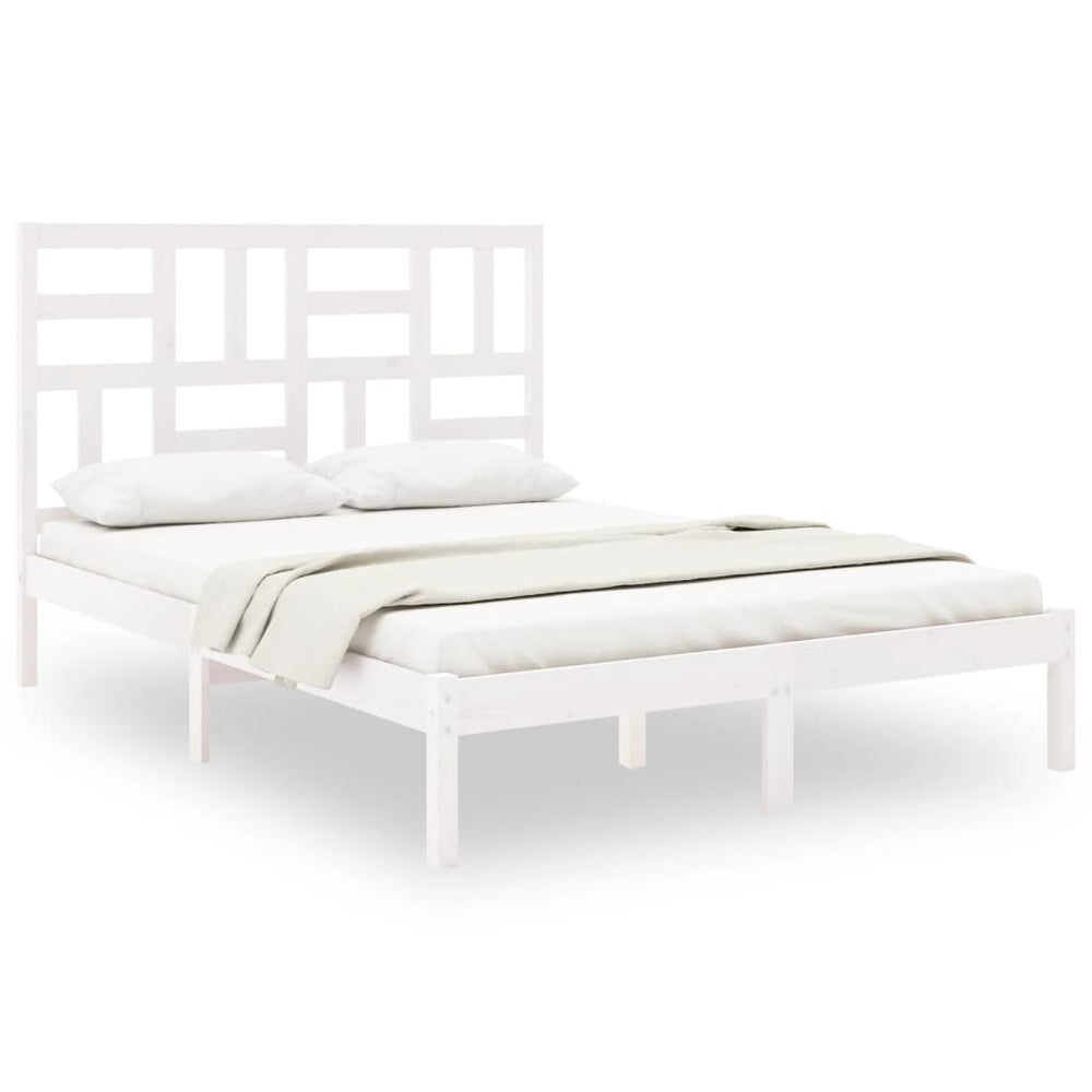vidaXL Solid Wood Bed White 150x200 cm
