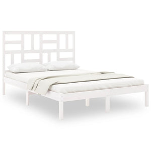 vidaXL Solid Pine Wood Bed White 160x200 cm