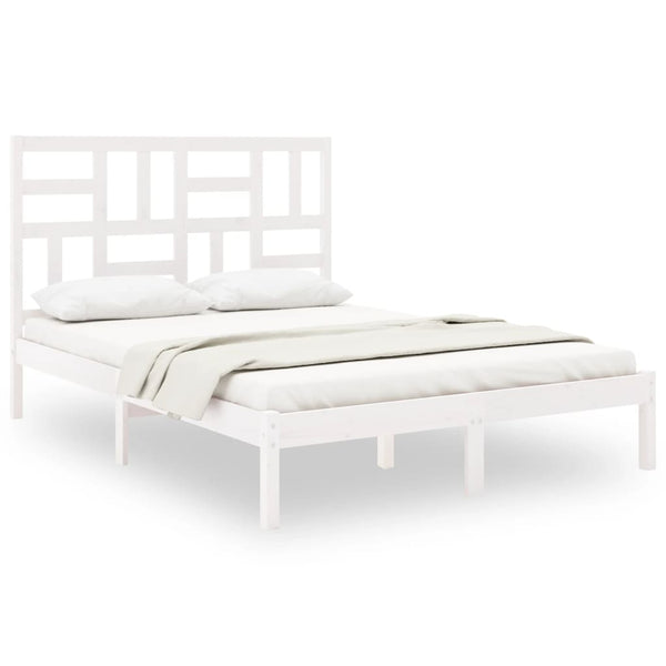 vidaXL Solid Pine Wood Bed White 160x200 cm
