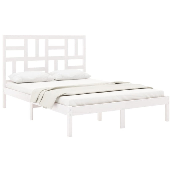 vidaXL Solid Pine Wood Bed White 160x200 cm