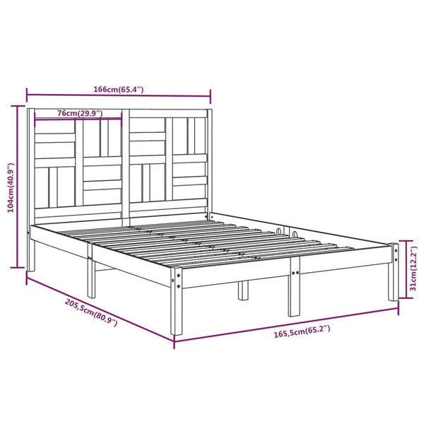 vidaXL Solid Pine Wood Bed White 160x200 cm