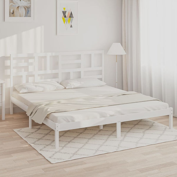vidaXL Solid Wood Bed White 180x200 cm