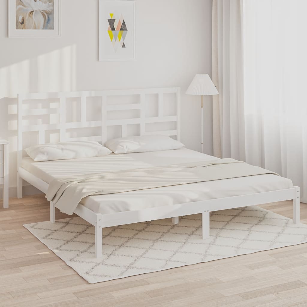 vidaXL Solid Wood Bed White 200x200 cm