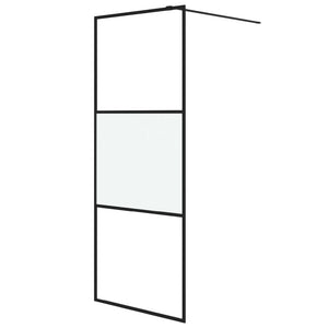 vidaXL Walk-in Shower Screen Black 80x195 cm Semi-Frosted ESG