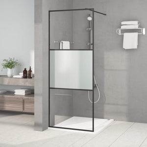 vidaXL Walk-in Shower Screen Black 80x195 cm Semi-Frosted ESG