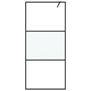 vidaXL Walk-In Shower Screen Black 90x195cm Semi-Frosted Tempered Glass