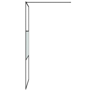 vidaXL Walk-In Shower Screen Black 90x195cm Semi-Frosted Tempered Glass