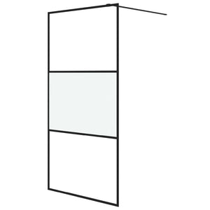 vidaXL Walk-in Shower Screen Black 100x195 cm Semi-Frosted ESG