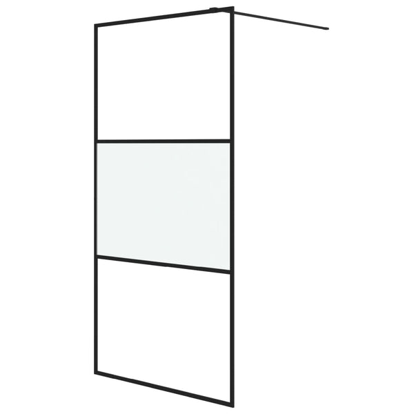 vidaXL Walk-in Shower Screen Black 100x195 cm Semi-Frosted ESG