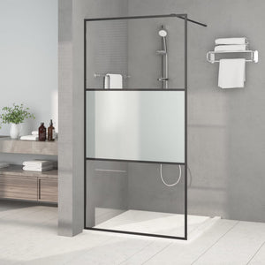 vidaXL Walk-in Shower Screen Black 100x195 cm Semi-Frosted ESG
