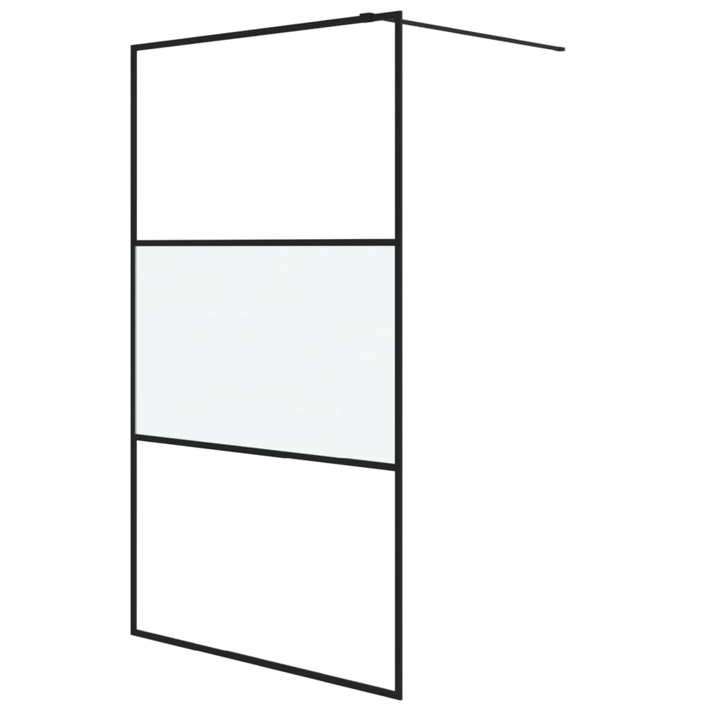 vidaXL Walk-in Shower Screen Black 115x195 cm Semi-Frosted ESG