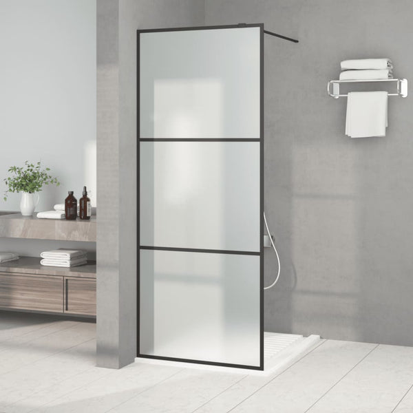vidaXL Walk-in Shower Screen Black 80x195 cm Frosted ESG Glass