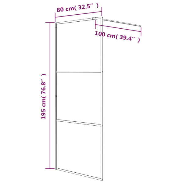 vidaXL Walk-in Shower Screen White 80x195 cm Tempered Clear Glass
