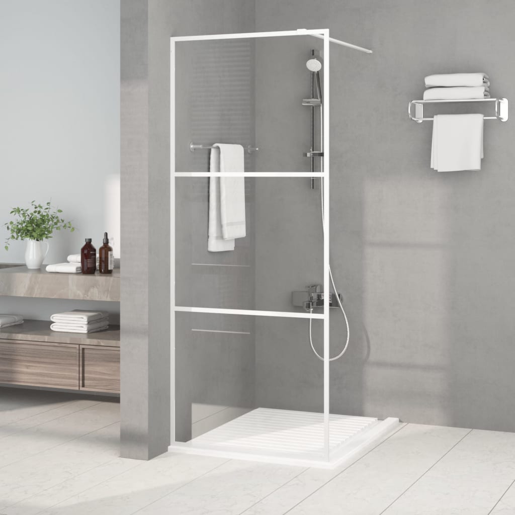 vidaXL Walk-in Shower Screen White 80x195 cm Tempered Clear Glass