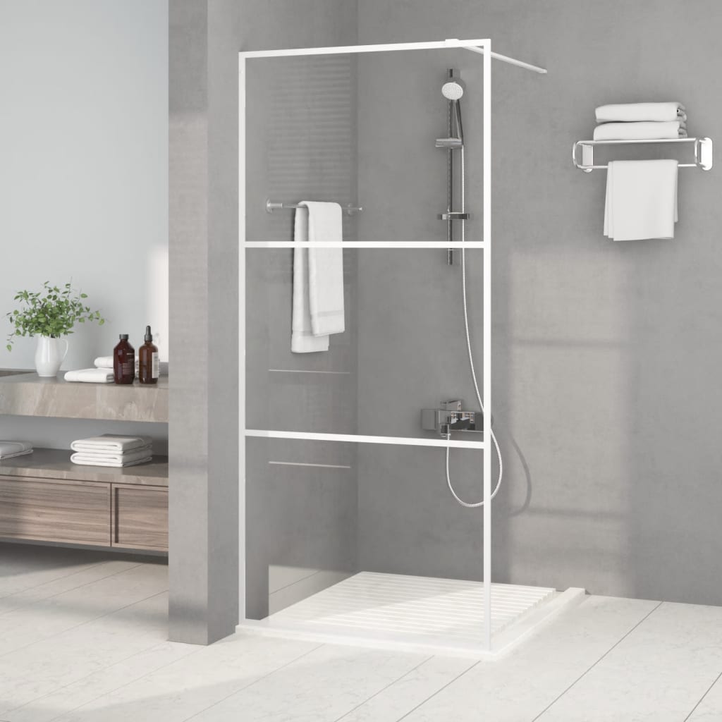 vidaXL Walk-in Shower Screen White 90x195 cm ESG Clear Glass