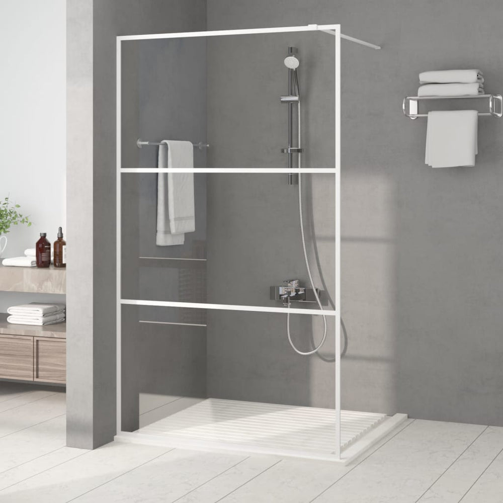 vidaXL Walk-in Shower Screen White 115x195 cm Tempered Clear Glass