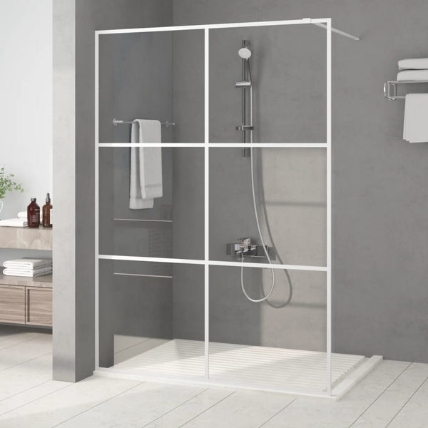 vidaXL Walk-in Shower Screen White 140x195 cm Tempered Clear Glass
