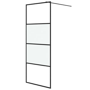 vidaXL Walk-in Shower Screen Black 80x195 cm Tempered Glass Semi-Frosted