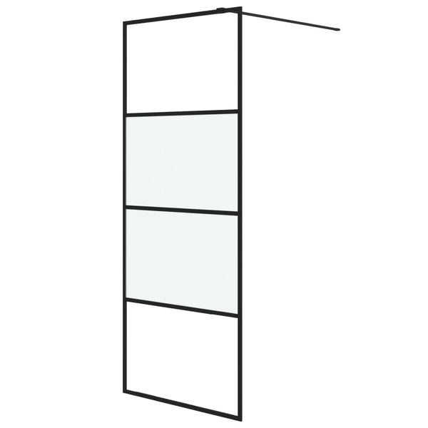 vidaXL Walk-in Shower Screen Black 80x195 cm Tempered Glass Semi-Frosted