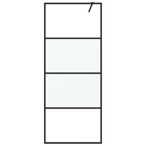 vidaXL Walk-in Shower Screen Black 80x195 cm Tempered Glass Semi-Frosted