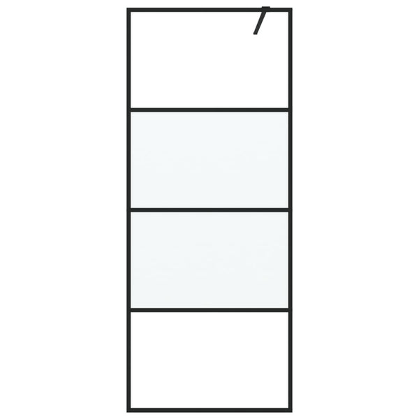 vidaXL Walk-in Shower Screen Black 80x195 cm Tempered Glass Semi-Frosted