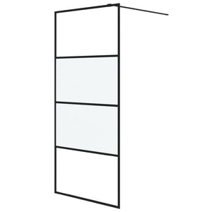 vidaXL Walk-In Shower Screen Black 90x195cm Semi-Frosted Tempered Glass