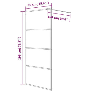 vidaXL Walk-In Shower Screen Black 90x195cm Semi-Frosted Tempered Glass