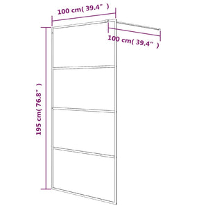 vidaXL Walk-in Shower Screen Black 100x195 cm Semi-Frosted ESG