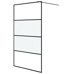 vidaXL Walk-in Shower Screen Black 115x195 cm Semi-Frosted ESG