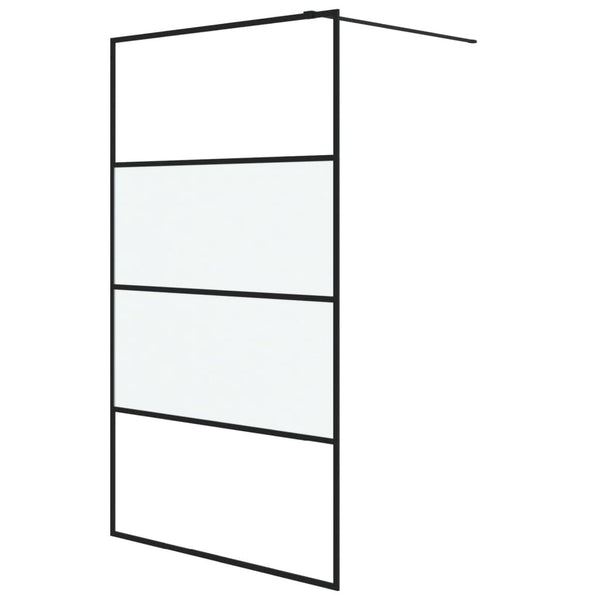 vidaXL Walk-in Shower Screen Black 115x195 cm Semi-Frosted ESG